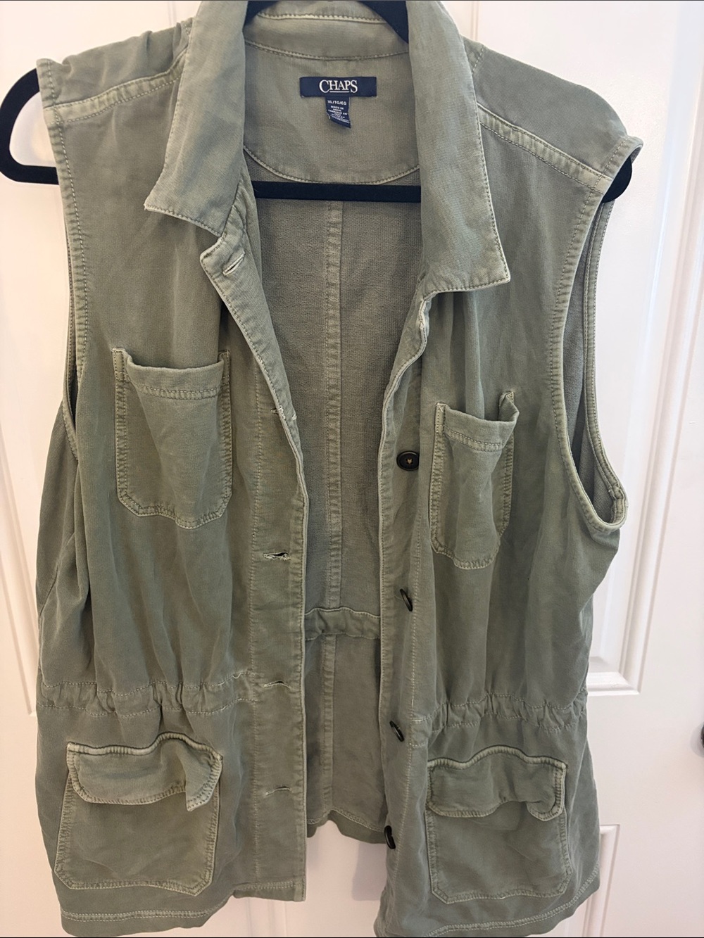 Chaps Olive Green Utility Vest with Front Pockets